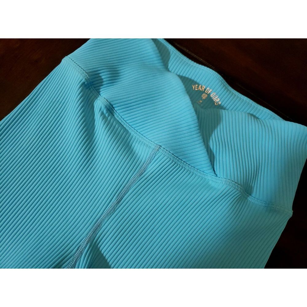 Women's Year Of Ours Ribbed Biker Shorts Size Medium Blue 7" Inseam
